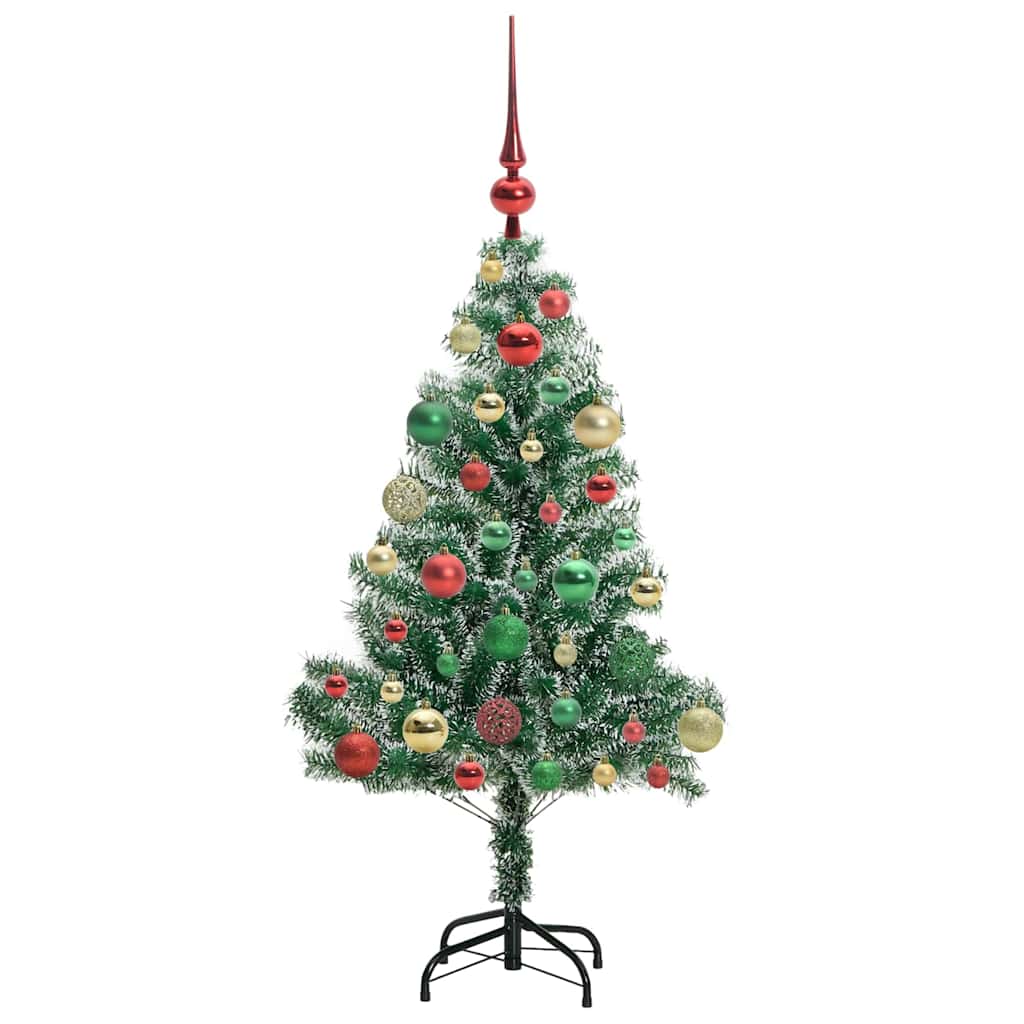 Kunstigt Juletræ Snebelagt med LED Lys Grøn og Hvid 120 cm