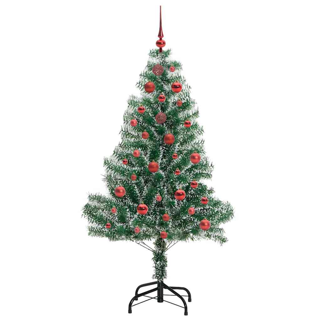 Kunstigt Juletræ Snebelagt med LED Lys Grøn og Hvid 150 cm