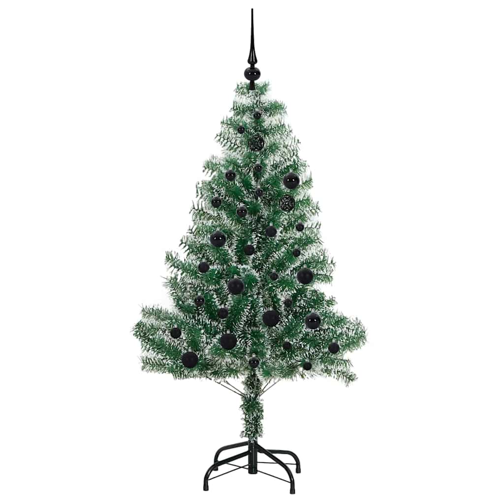 Kunstigt Juletræ Snebelagt med LED Lys Grøn og Hvid 150 cm
