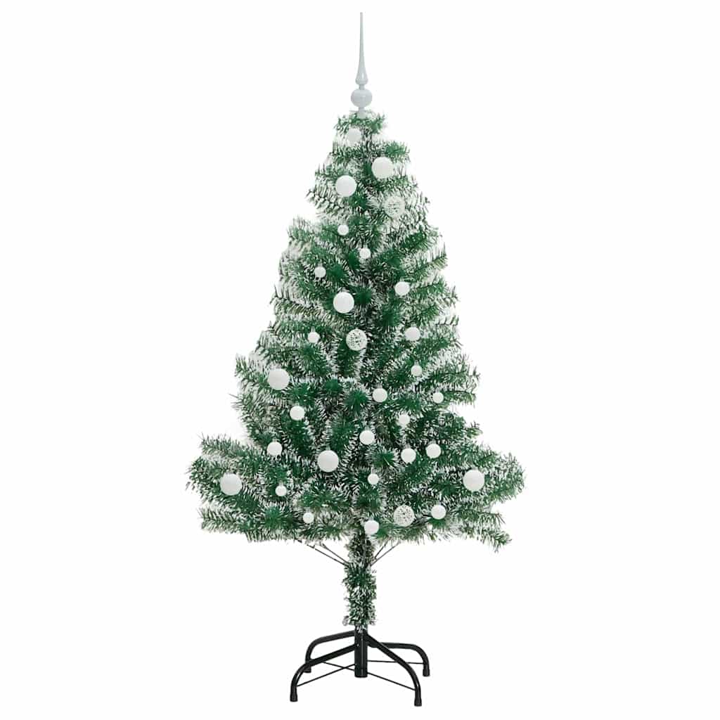 Kunstigt Juletræ Snebelagt med LED Lys Grøn og Hvid 150 cm