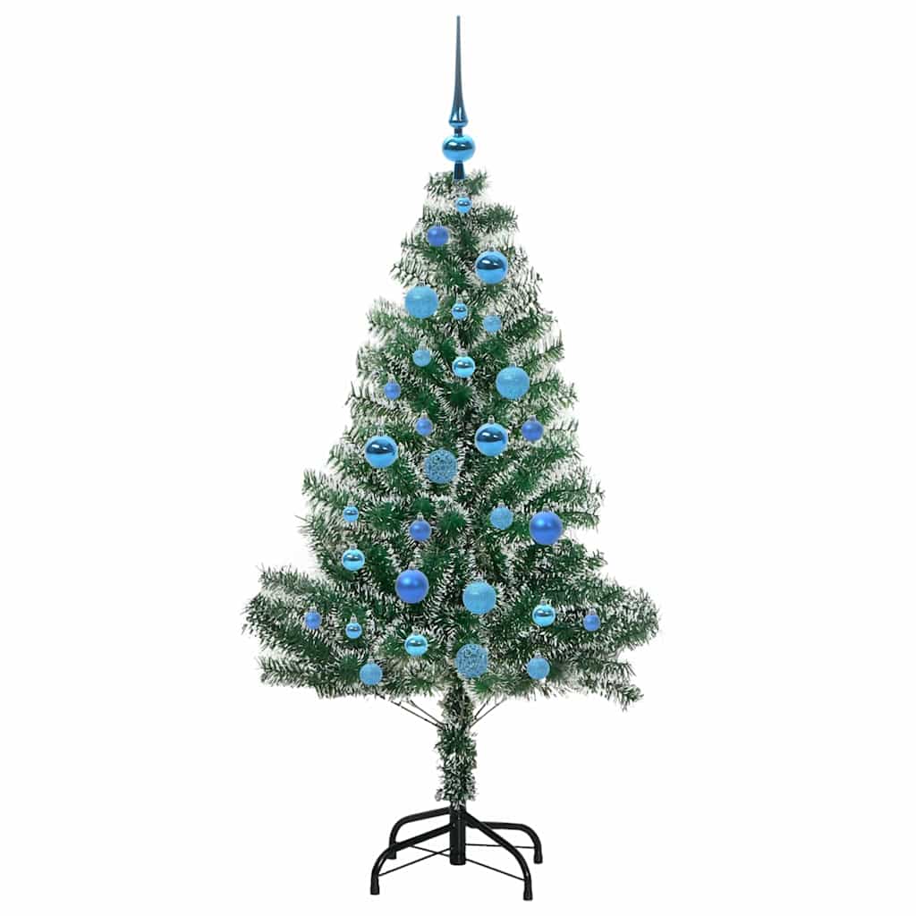Kunstigt Juletræ Snebelagt med LED Lys Grøn og Hvid 150 cm