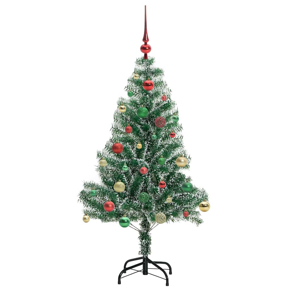 Kunstigt Juletræ Snebelagt med LED Lys Grøn og Hvid 150 cm