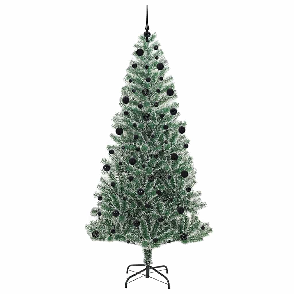 Kunstigt Juletræ Snebelagt med LED Lys Grøn og Hvid 210 cm
