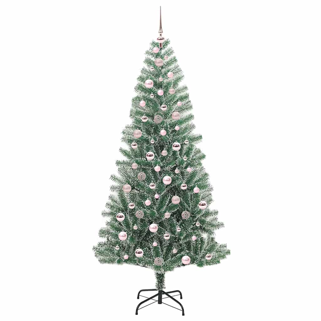 Kunstigt Juletræ Snebelagt med LED Lys Grøn og Hvid 210 cm