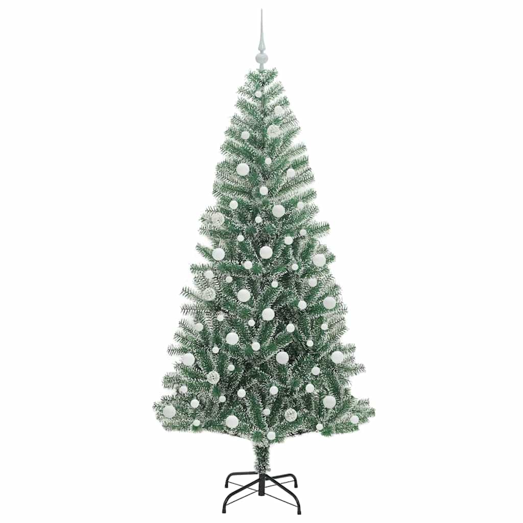 Kunstigt Juletræ Snebelagt med LED Lys Grøn og Hvid 210 cm