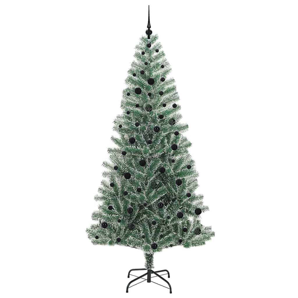 Kunstigt Juletræ Snebelagt med LED Lys Grøn og Hvid 240 cm