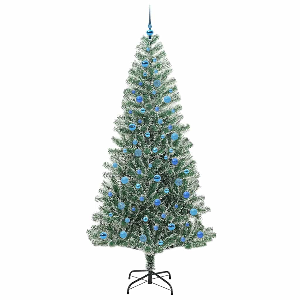 Kunstigt Juletræ Snebelagt med LED Lys Grøn og Hvid 240 cm