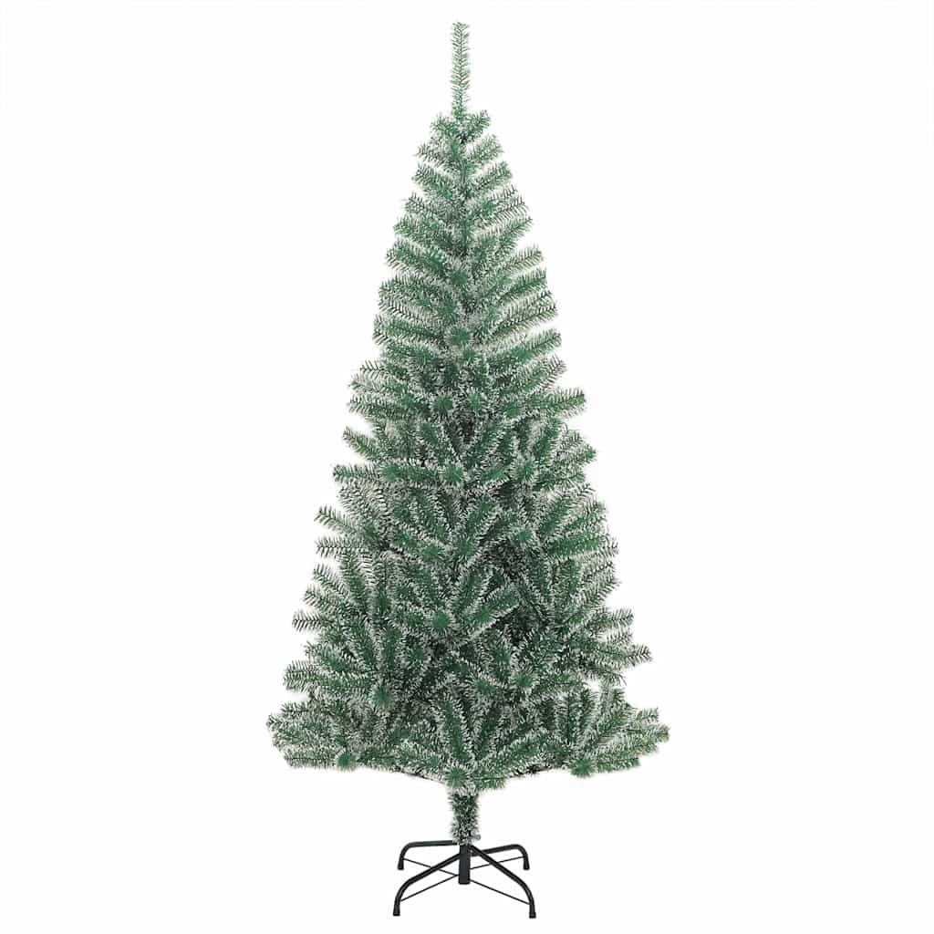 Kunstigt Juletræ Snebelagt med LED Lys Grøn og Hvid 240 cm