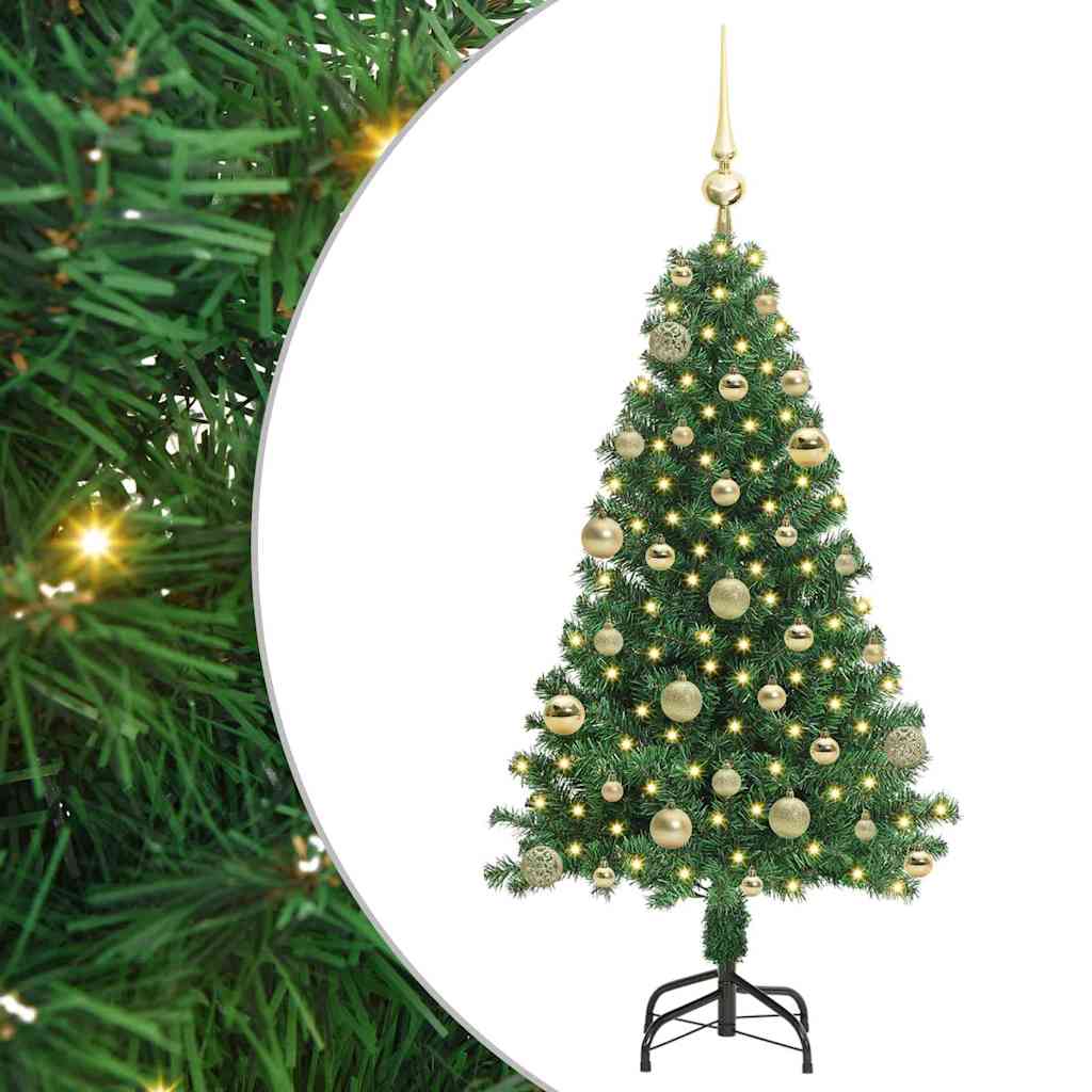 Kunstigt juletræ med stativ Grøn 120 cm PVC og Stål og Plastik