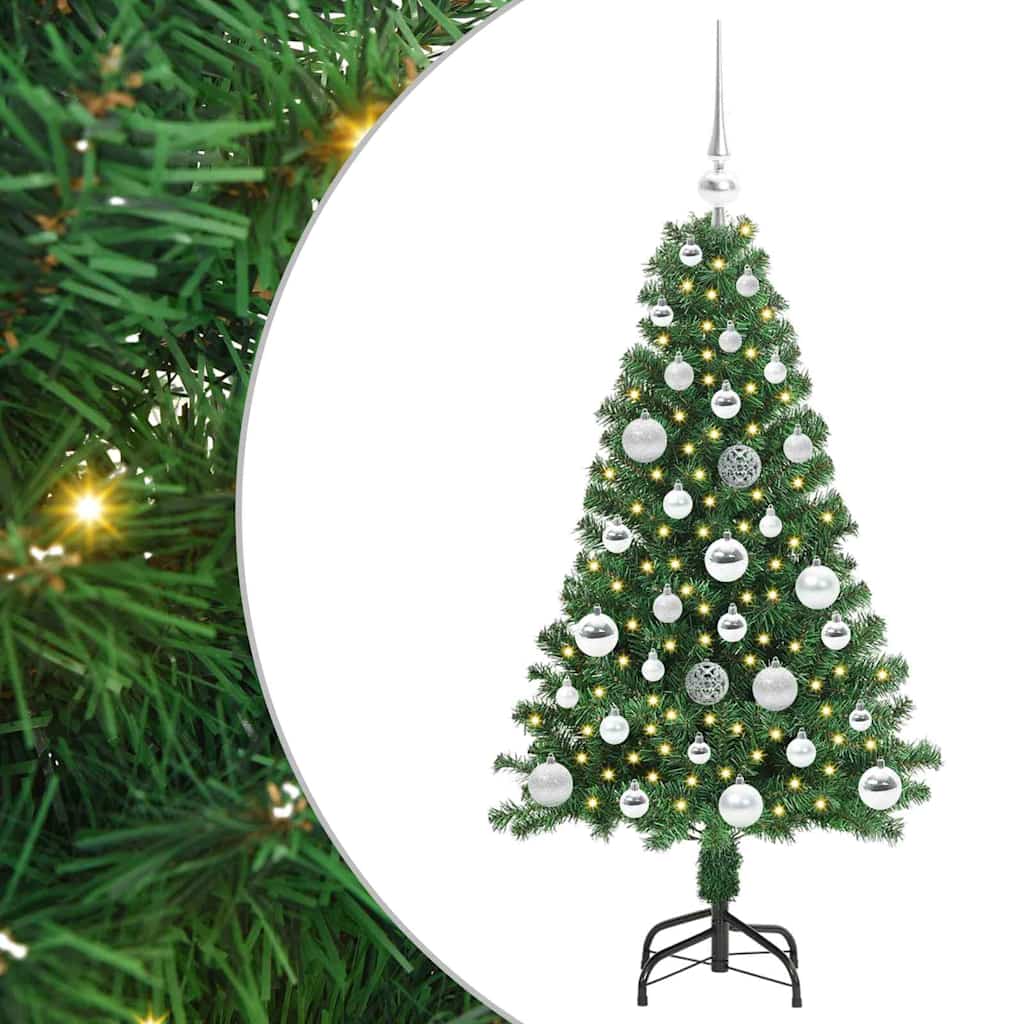 Kunstigt juletræ med stativ Grøn 120 cm PVC og Stål og Plastik