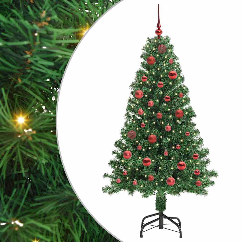 Kunstigt juletræ med stativ Grøn 150 cm PVC og Stål og Plastik