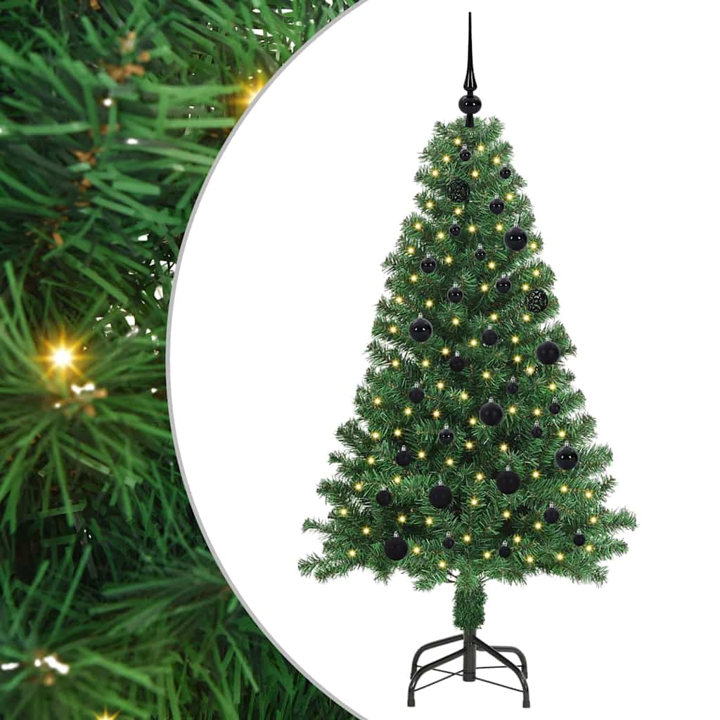 Kunstigt juletræ med stativ Grøn 150 cm PVC og Stål og Plastik