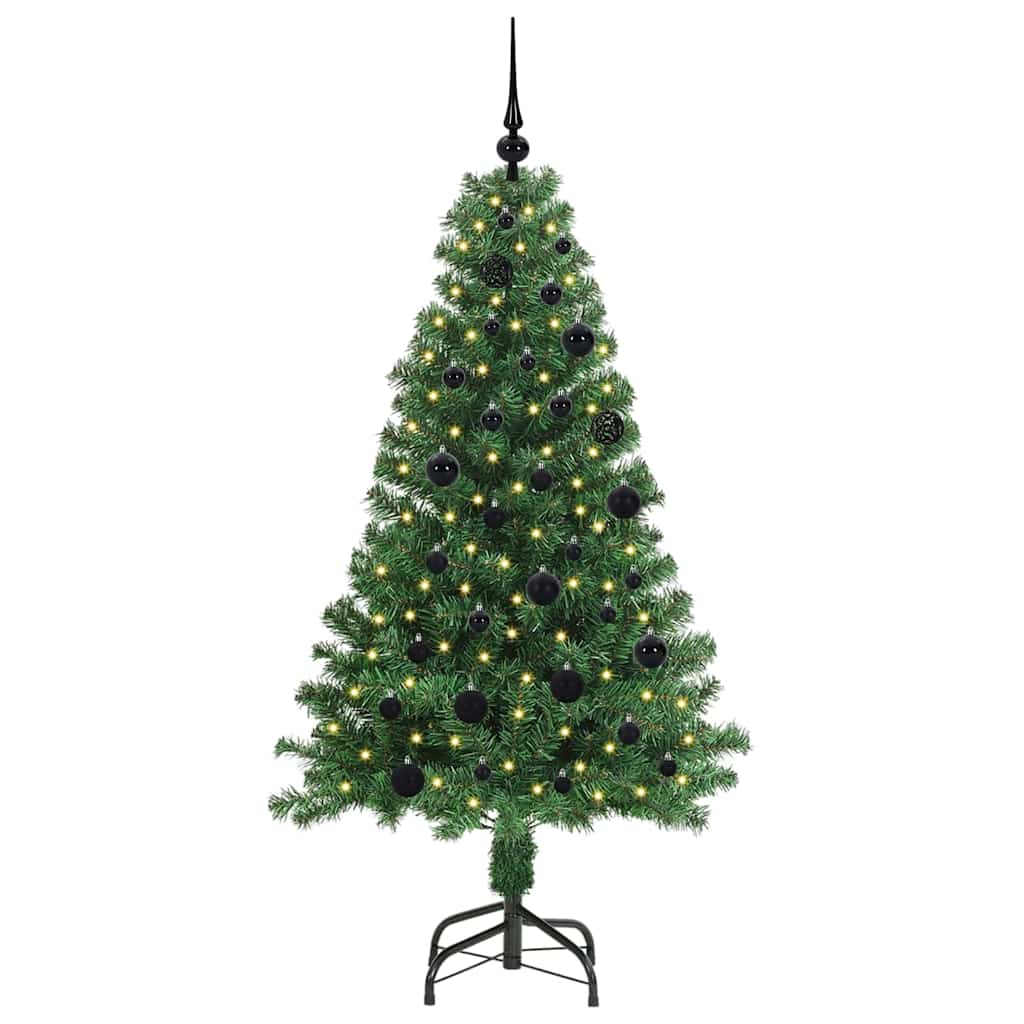 Kunstigt juletræ med stativ Grøn 150 cm PVC og Stål og Plastik