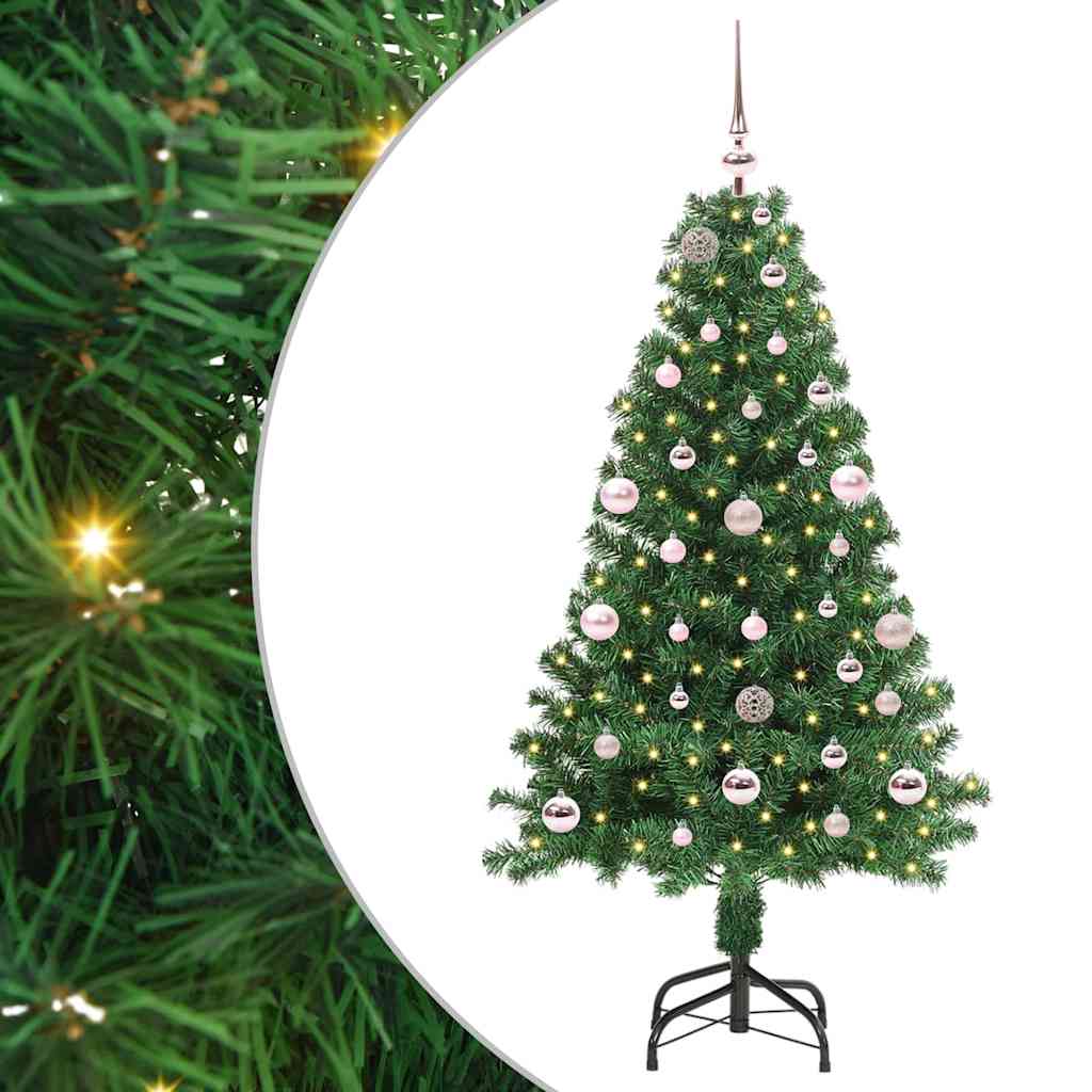 Kunstigt juletræ med stativ Grøn 150 cm PVC og Stål og Plastik