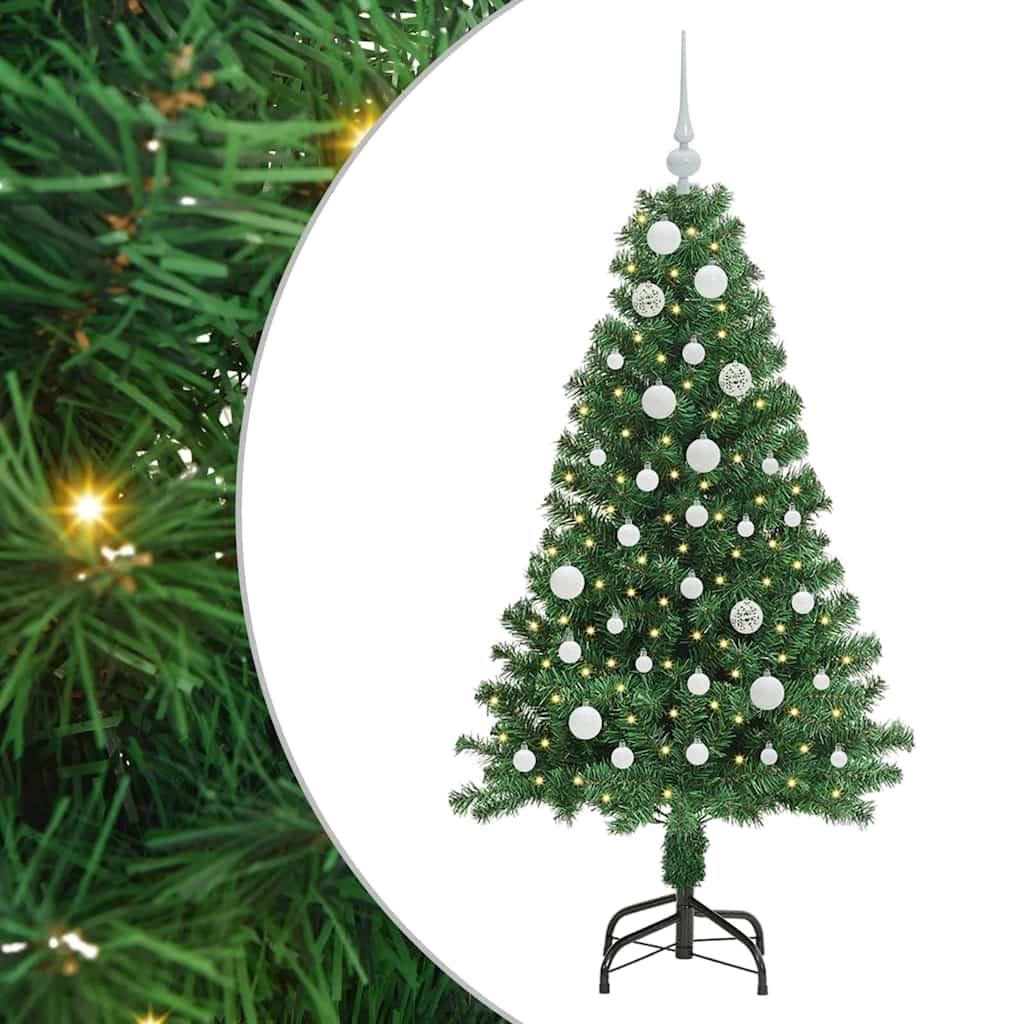Kunstigt juletræ med stativ Grøn 150 cm PVC og Stål og Plastik