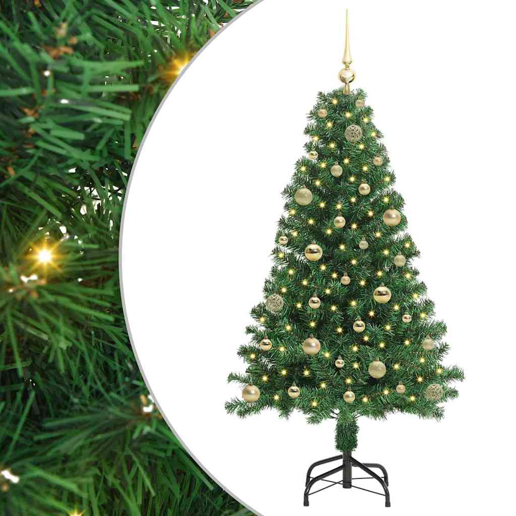 Kunstigt juletræ med stativ Grøn 150 cm PVC og Stål og Plastik