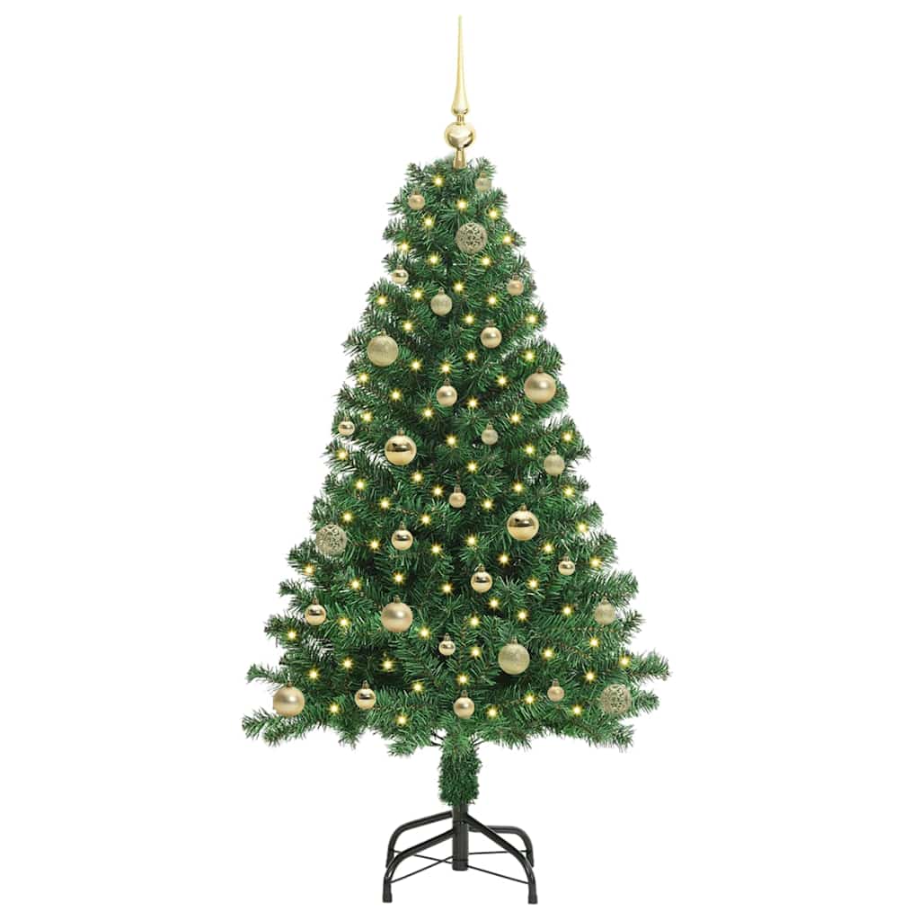 Kunstigt juletræ med stativ Grøn 150 cm PVC og Stål og Plastik