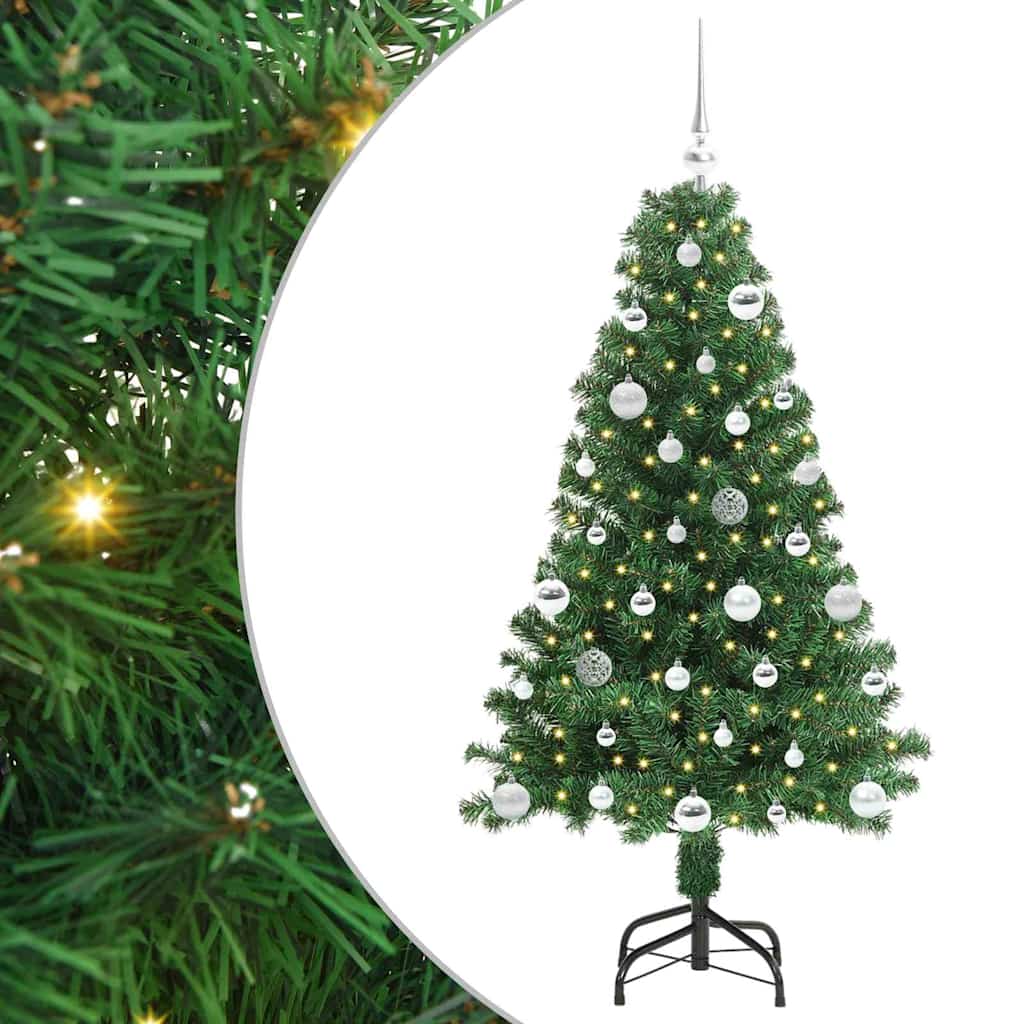 Kunstigt juletræ med stativ Grøn 150 cm PVC og Stål og Plastik