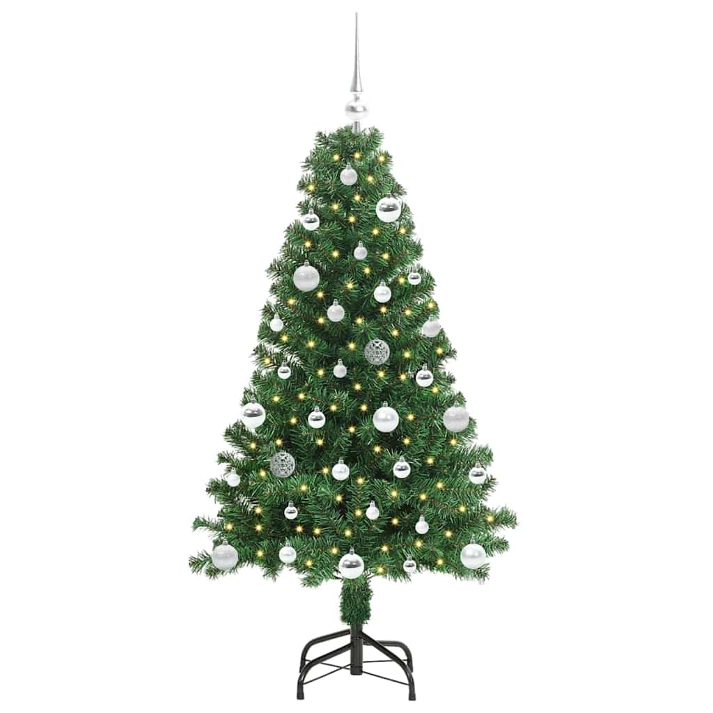 Kunstigt juletræ med stativ Grøn 150 cm PVC og Stål og Plastik