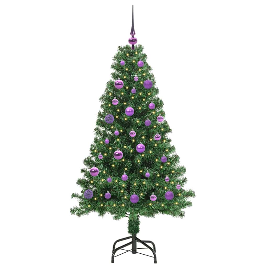 Kunstigt juletræ med stativ Grøn 150 cm PVC og Stål og Plastik
