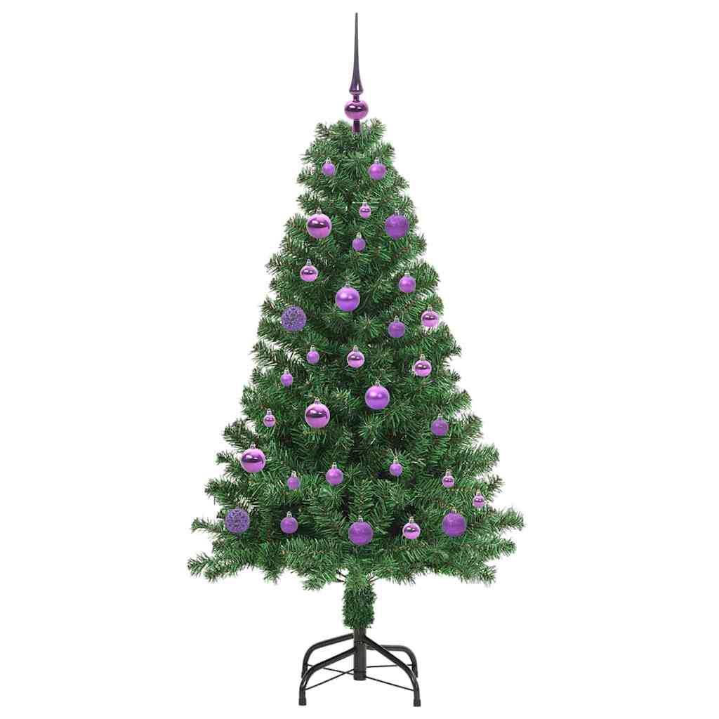 Kunstigt juletræ med stativ Grøn 150 cm PVC og Stål og Plastik