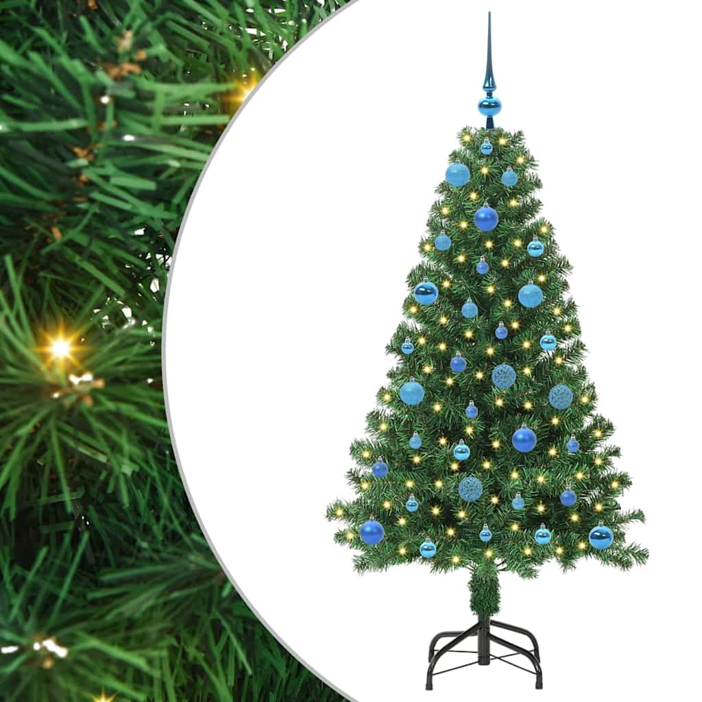 Kunstigt juletræ med stativ Grøn 150 cm PVC og Stål og Plastik