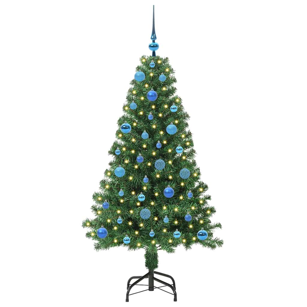 Kunstigt juletræ med stativ Grøn 150 cm PVC og Stål og Plastik