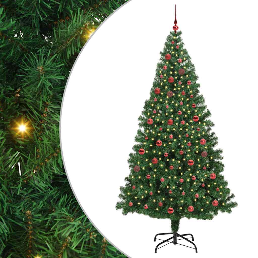 Kunstigt juletræ med stativ Grøn 210 cm PVC og Stål og Plastik