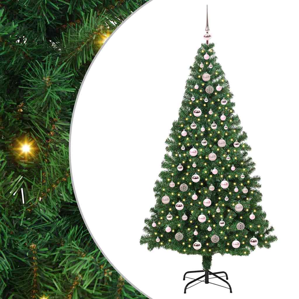 Kunstigt juletræ med stativ Grøn 210 cm PVC og Stål og Plastik