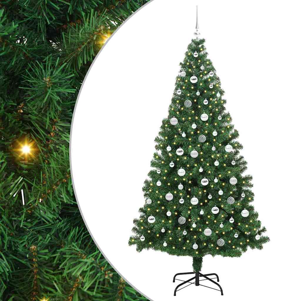 Kunstigt juletræ med stativ Grøn 210 cm PVC og Stål og Plastik