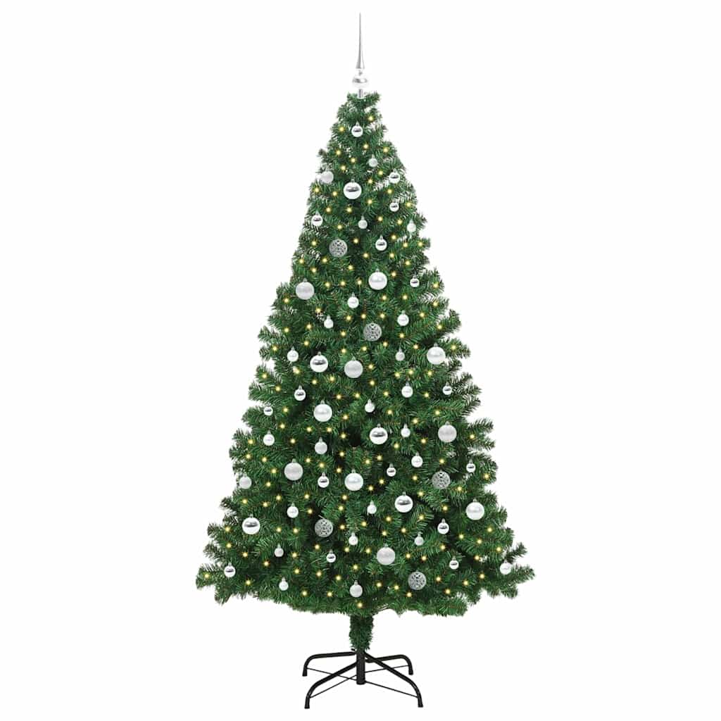 Kunstigt juletræ med stativ Grøn 210 cm PVC og Stål og Plastik