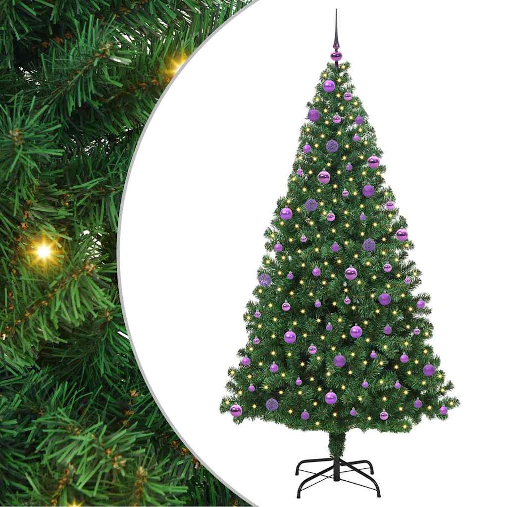 Kunstigt juletræ med stativ Grøn 210 cm PVC og Stål og Plastik