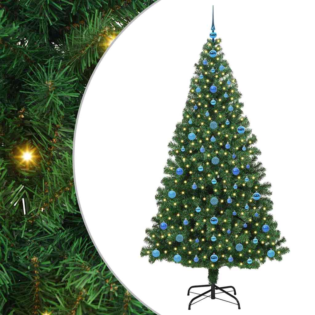 Kunstigt juletræ med stativ Grøn 210 cm PVC og Stål og Plastik