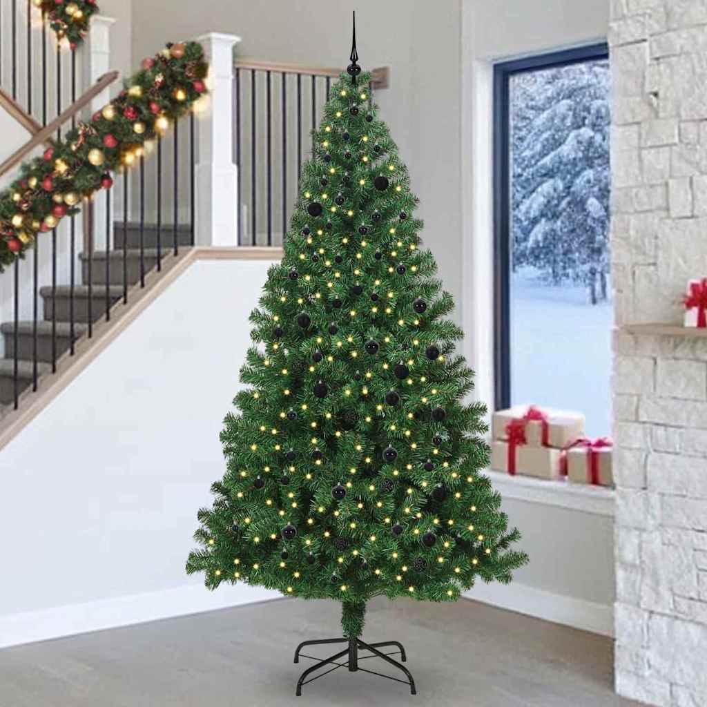 Kunstigt juletræ med stativ Grøn 240 cm PVC og Stål og Plastik
