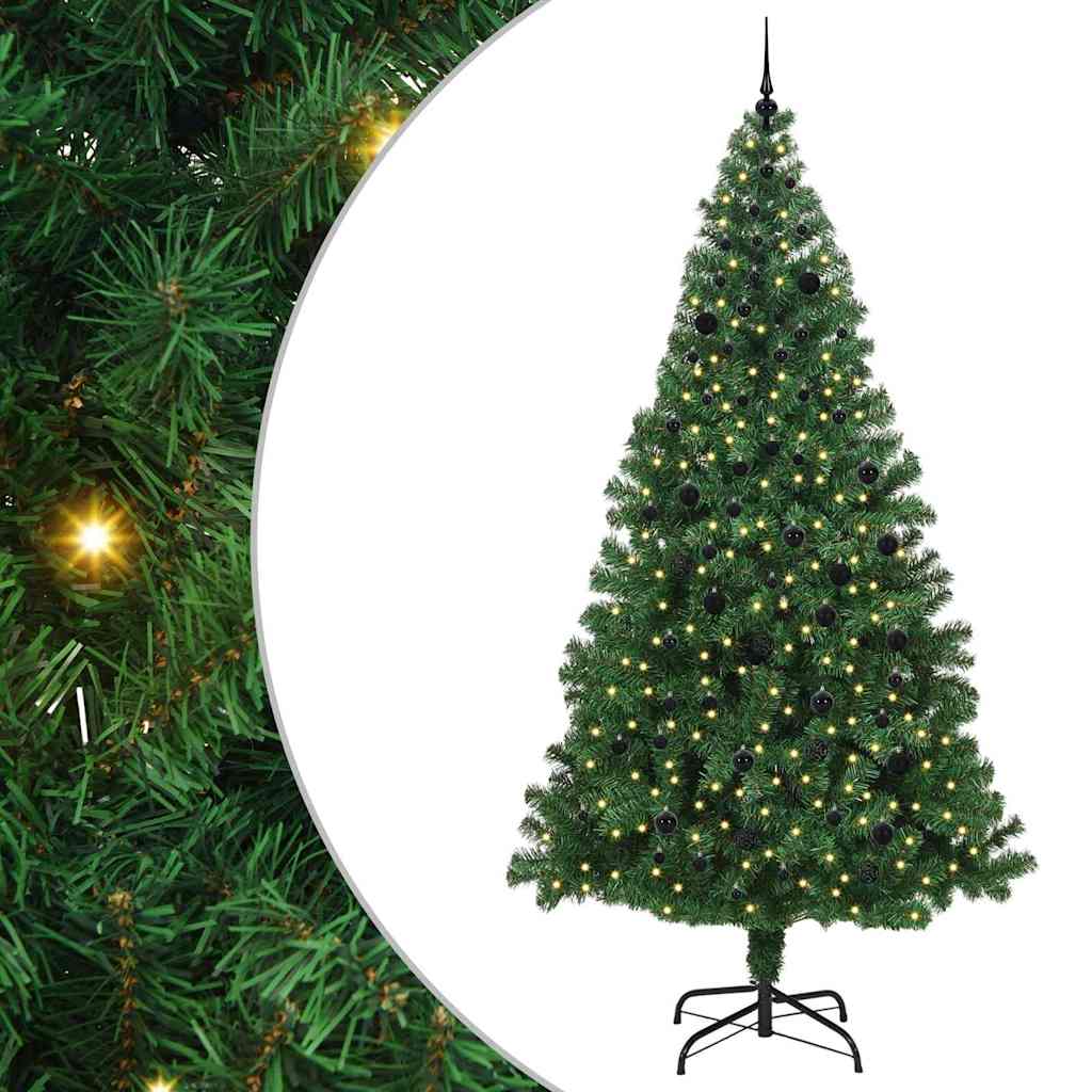 Kunstigt juletræ med stativ Grøn 240 cm PVC og Stål og Plastik