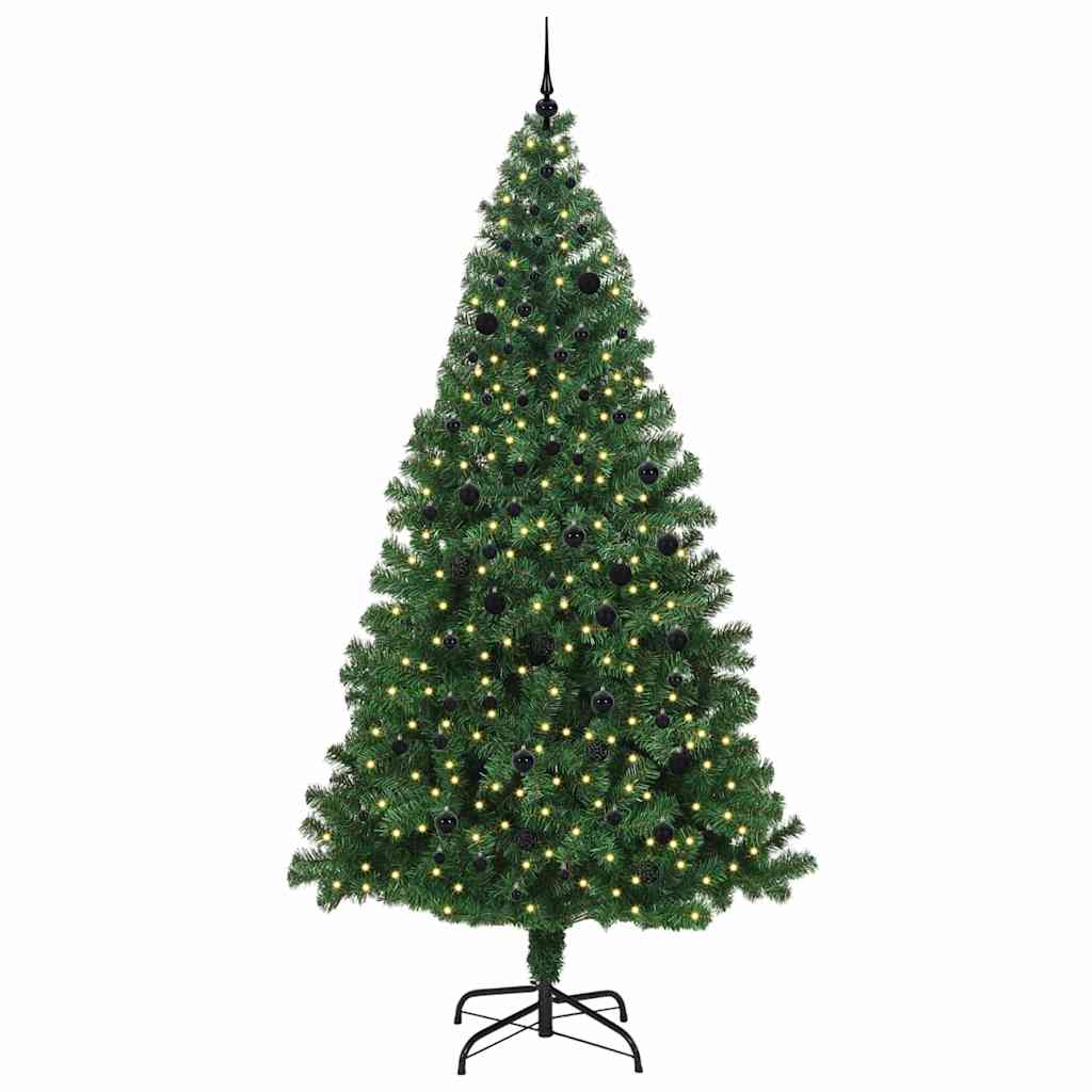 Kunstigt juletræ med stativ Grøn 240 cm PVC og Stål og Plastik