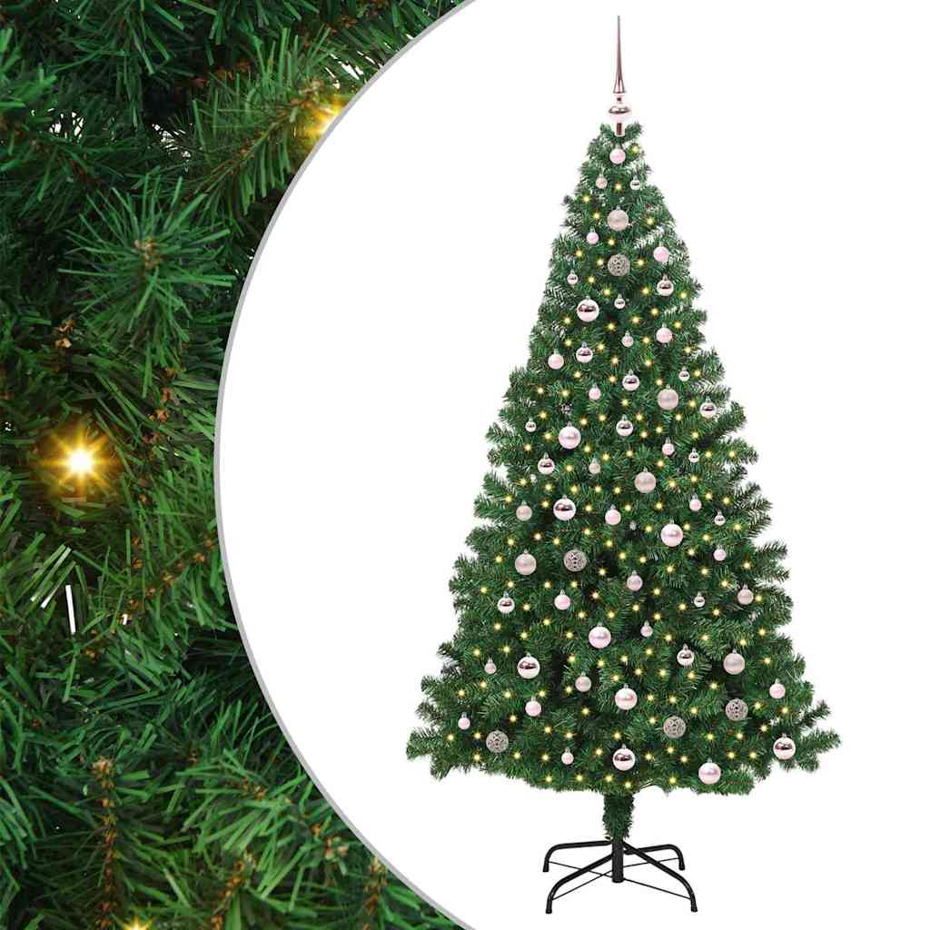 Kunstigt juletræ med stativ Grøn 240 cm PVC og Stål og Plastik