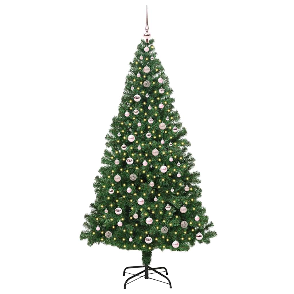 Kunstigt juletræ med stativ Grøn 240 cm PVC og Stål og Plastik