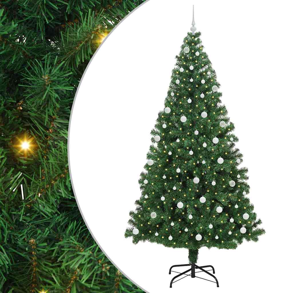 Kunstigt juletræ med stativ Grøn 240 cm PVC og Stål og Plastik
