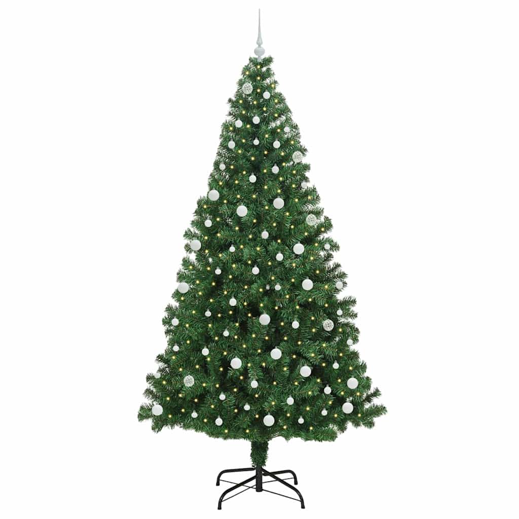 Kunstigt juletræ med stativ Grøn 240 cm PVC og Stål og Plastik