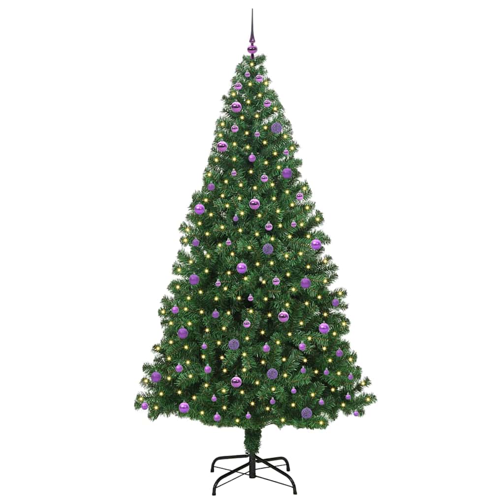 Kunstigt juletræ med stativ Grøn 240 cm PVC og Stål og Plastik