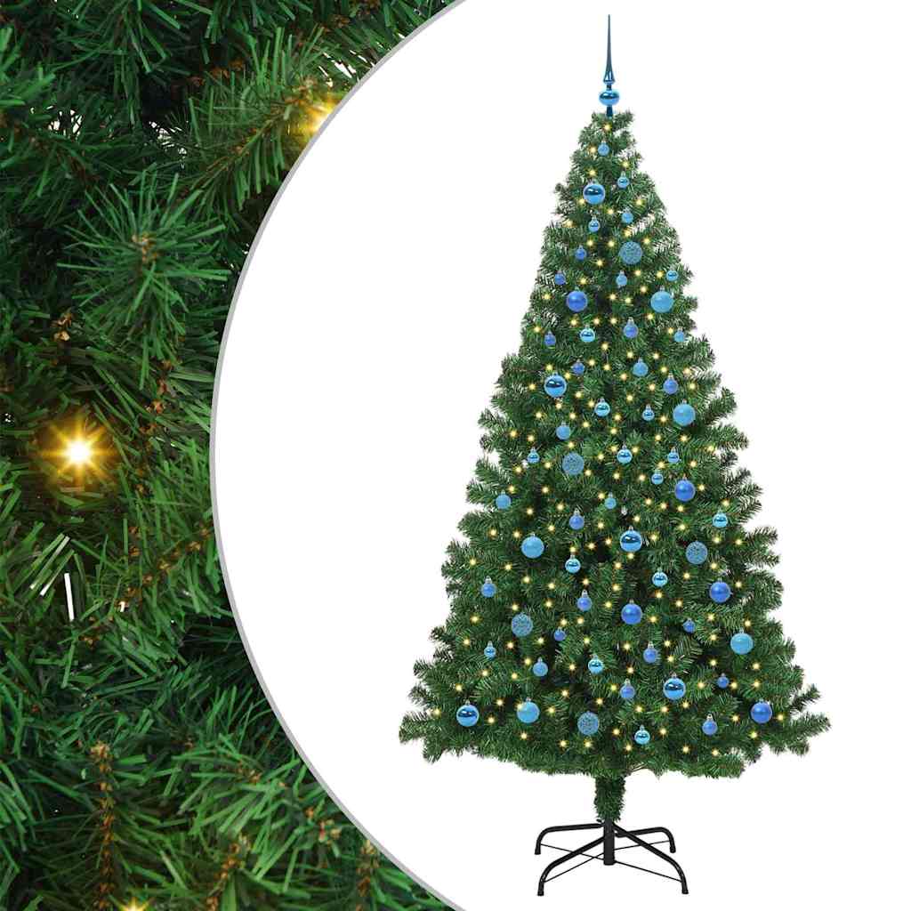 Kunstigt juletræ med stativ Grøn 240 cm PVC og Stål og Plastik