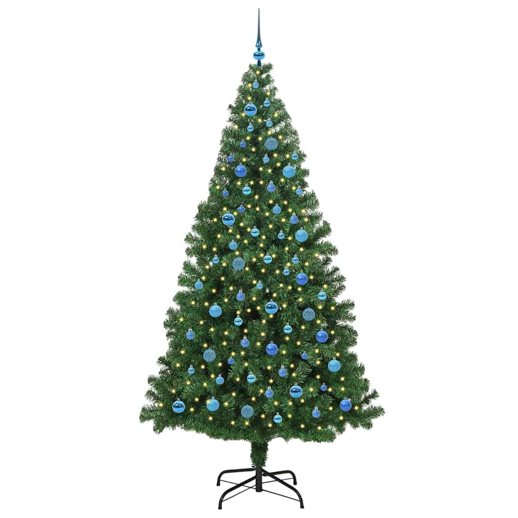 Kunstigt juletræ med stativ Grøn 240 cm PVC og Stål og Plastik