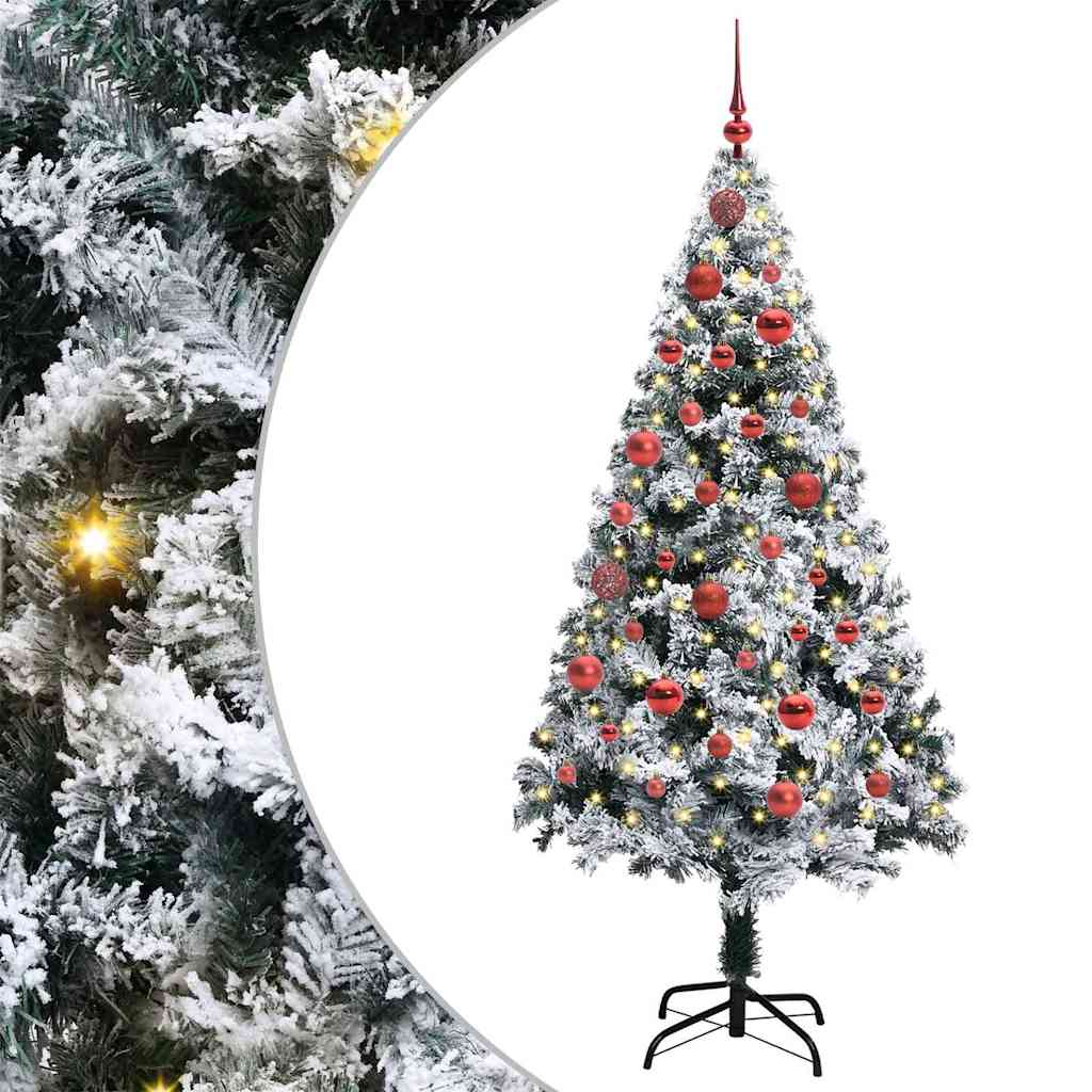 Kunstigt juletræ med stativ Hvid 150 cm PVC og Stål og Plastik