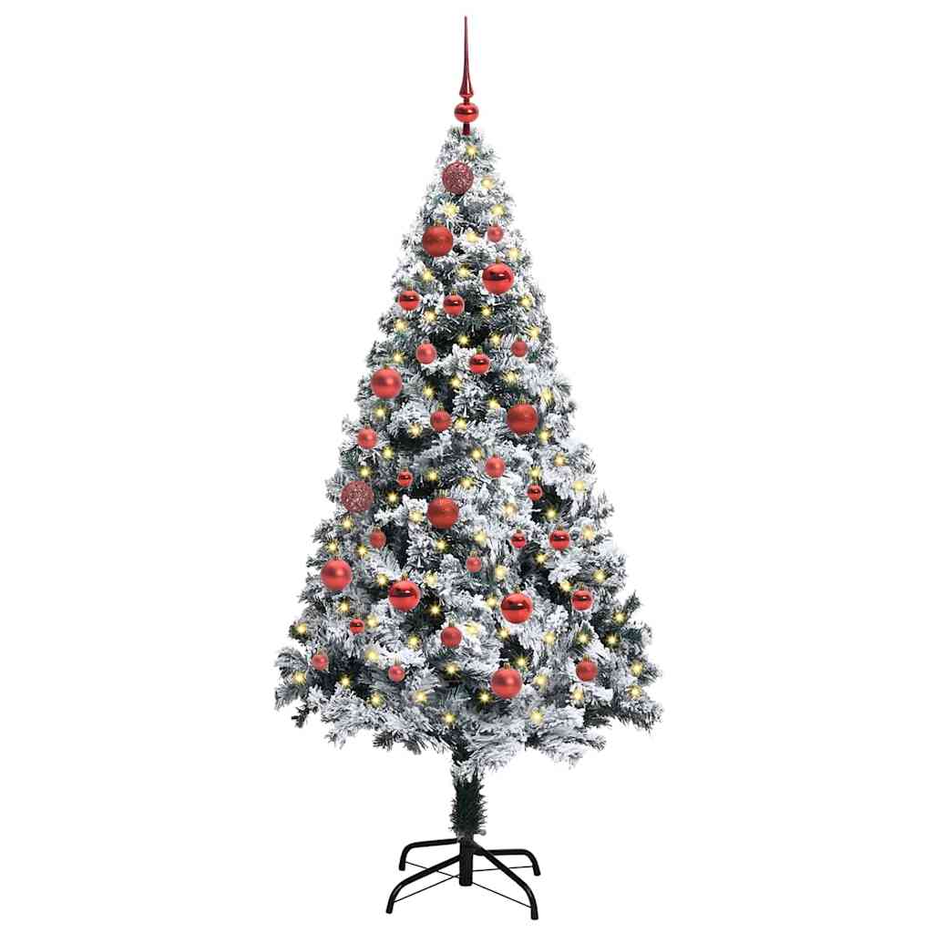 Kunstigt juletræ med stativ Hvid 150 cm PVC og Stål og Plastik
