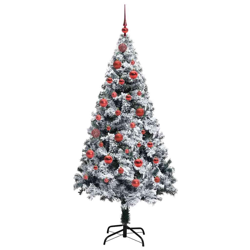 Kunstigt juletræ med stativ Hvid 150 cm PVC og Stål og Plastik