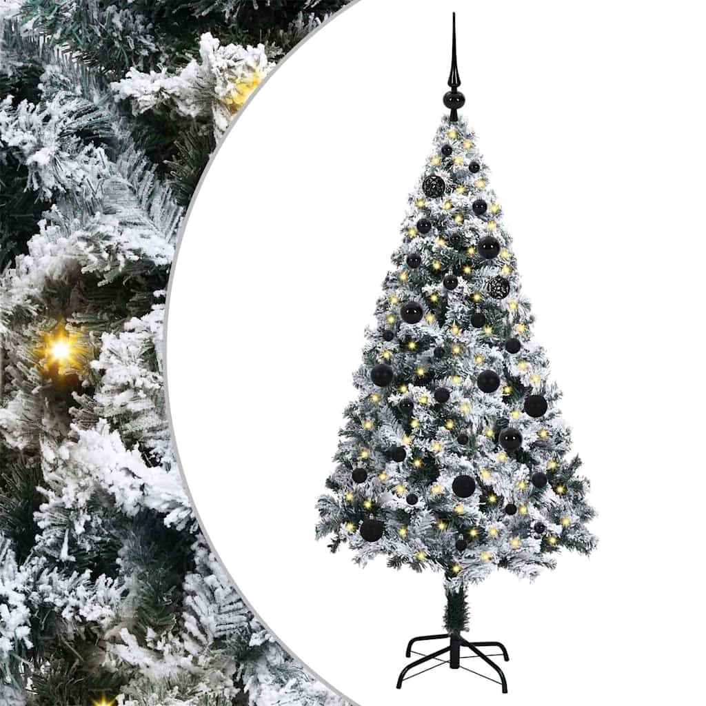 Kunstigt juletræ med stativ Hvid 150 cm PVC og Stål og Plastik