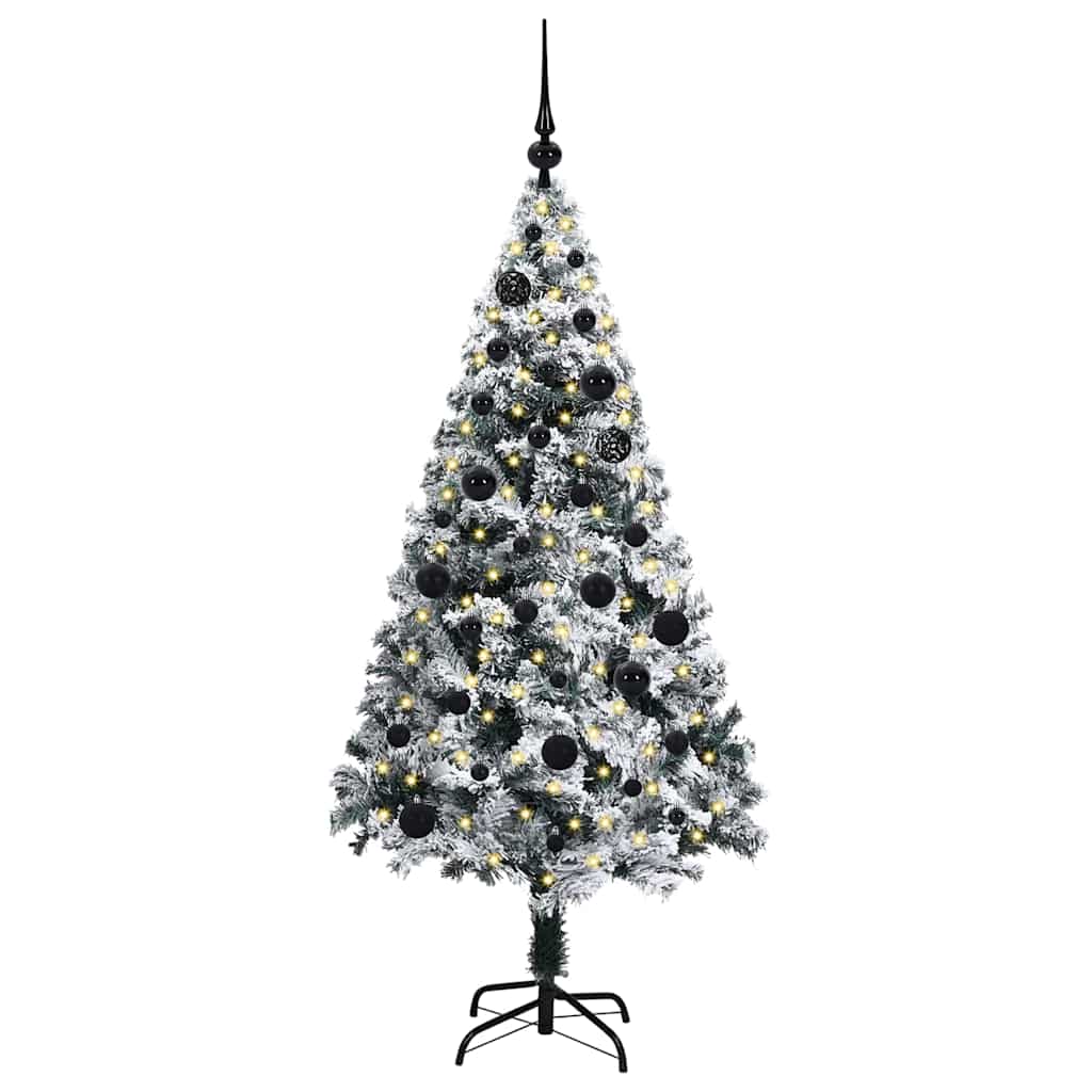Kunstigt juletræ med stativ Hvid 150 cm PVC og Stål og Plastik