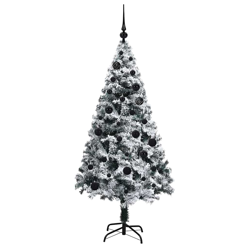 Kunstigt juletræ med stativ Hvid 150 cm PVC og Stål og Plastik
