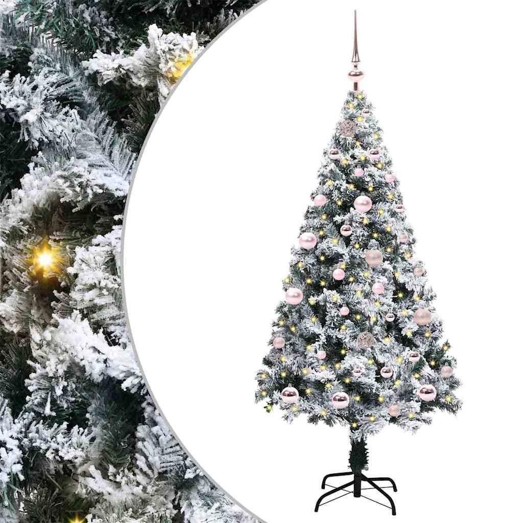 Kunstigt juletræ med stativ Hvid 150 cm PVC og Stål og Plastik